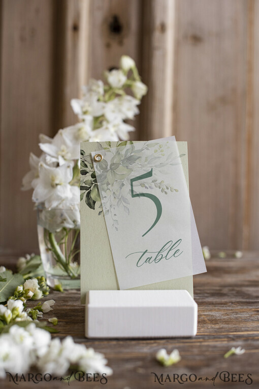 TABLE DECOR SIGNS romantic Tuscany Botanical Wedding Table Numbers, Elegant Green Table Cards, Italian Style Table Décor, Simple Romantic Vellum Table Signs, Modern Olive Table Numbers