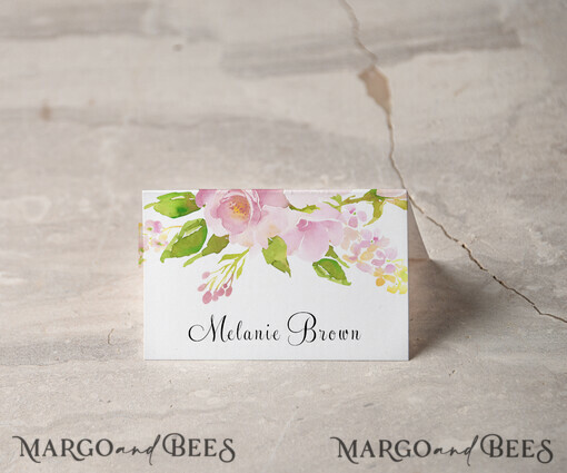 PLACE CARDS / TABLE CARDS Boho Eleganz Bold Linie Romantische weiße Hochzeitsplatzkarten, zarte florale Grafik, modernes Design Hochzeitsnamensschilder, einzigartige Hochzeitsstationery, bearbeitbare Textanpassungskarten.