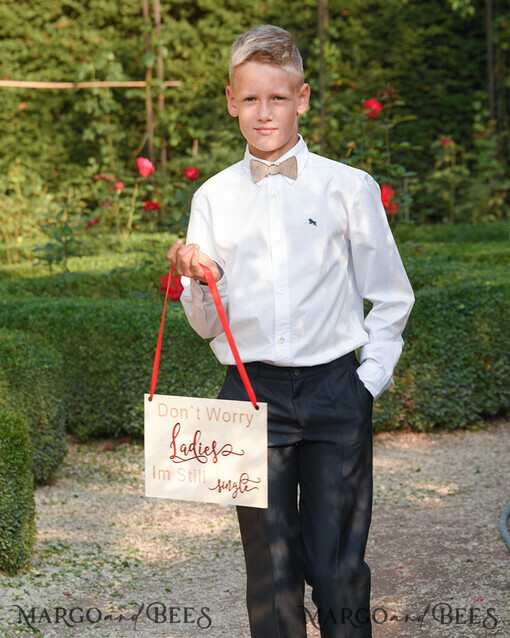 FLOWER GIRL / Page Boy SIGNS wood too late to run uncle cause here she comes Personalised wooden wedding sign, Wooden Page boy sign, Wood Engraved flower girl sign, flower girl wedding day sign, rustic wedding decor for flower girl, daddy here comes mummy, here comes the bride