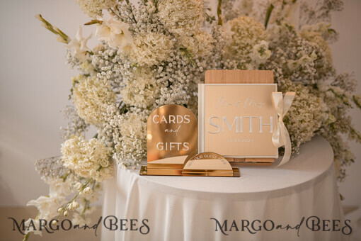 WEDDING GUEST BOOKS Acrylic Golden Guestbook Luxury Wedding GuestBook and Sign Set,  Bulk Gold Mirror Instant Photo Book & sign Boho Elegant Instax Wedding Photo Guestbook