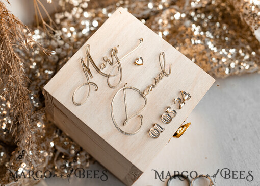 RING BEARER BOXES & PILLOWS Rustic Wedding Moss Bearer rustic Custom Wooden Wedding Ring Box, wooden gold Box For Rings Or Bands Personalised, Wood Ring Box for ceremony