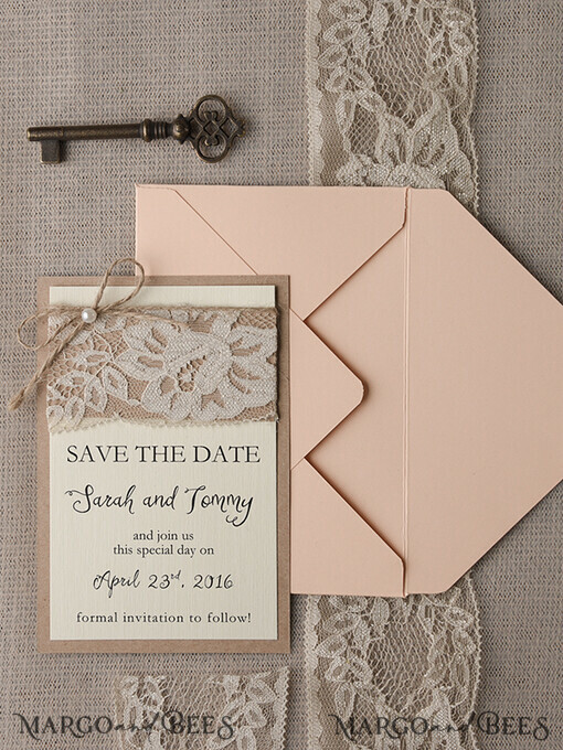 SAVE THE DATES rustic Handmade Save the Date, country