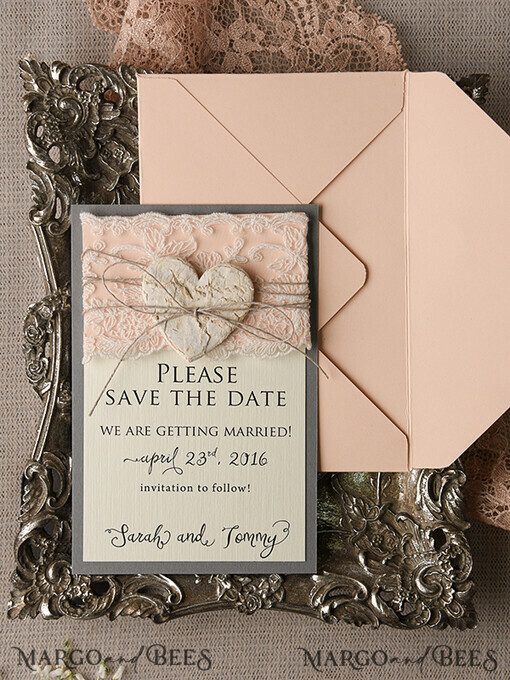 SAVE THE DATES rustic Save the date wedding announcement, vintage