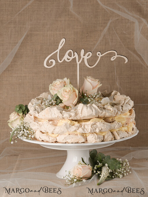 CAKE TOPPER RUSTIKAL  
 Hochzeitstorte Topper, aus Holz