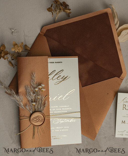 WEDDING INVITATIONS Gold / Roségold / Silber / Glitzer Fall Spiegel Gold Hochzeitseinladungen, elegante Terracotta Hochzeitseinladungen, verbrannte orange Acryl Hochzeitseinladungen, Spiegel Gold Plexi Hochzeitseinladungset.