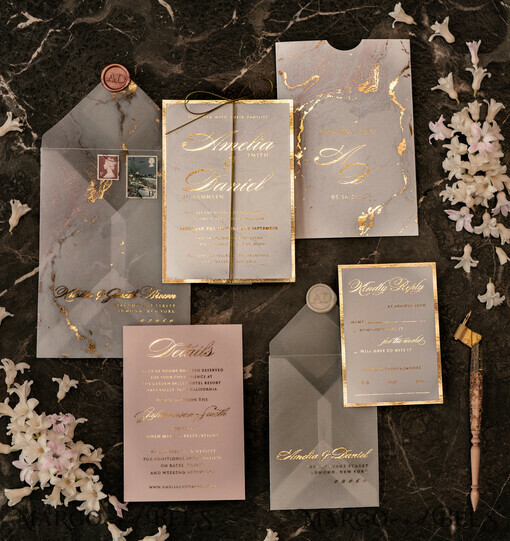 WEDDING INVITATIONS gold / rose gold / silver / glitter Luxury Gold Marble Wedding Invitations, Glamour Golden Shine Wedding Invites, Romantic Blush Pink Wedding Cards, Elegant Gold Foil Wedding Invitation Suite