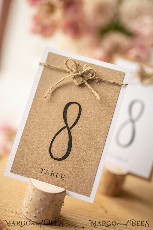 TABLE DECOR SIGNS Wood Eco Rustic Table numbers Vintage Eco Wedding Table Numbers, Rustic Birch Heart and Burlap Twine Wedding Table Cards, Bespoke Eco Paper Wedding Decor,  Rustic Handmade Wedding Stationery