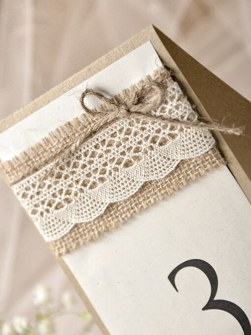 TABLE DECOR SIGNS Wood Eco Rustic Table numbers Rustic Wedding Table Number with Burlap Twine and Lace, Barn Wedding Table Cards, Elegant Eco Romantic Personalized Card, Simple Rustic Lace Wedding Table Decor