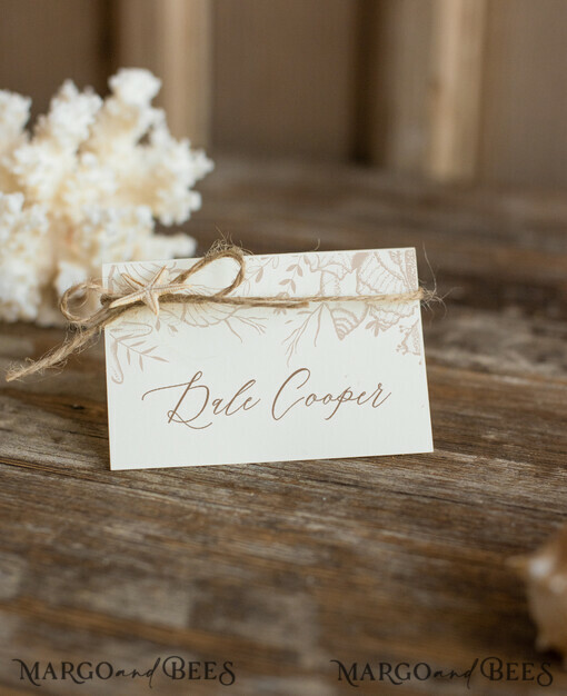 PLACE CARDS / TABLE CARDS Beach/marine/ Destionation Wedding Theme Beach Ivory Wedding Place Cards with Natural Burlap Twine and Starfish, Sea Theme Name Tags For Your Wedding Tables, Romantic Wedding Place Tags, Editable Text