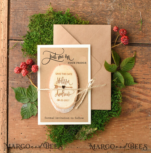 SAVE THE DATES rustic boho magnets Beautiful Save the Date card, Wood Fridge magnets