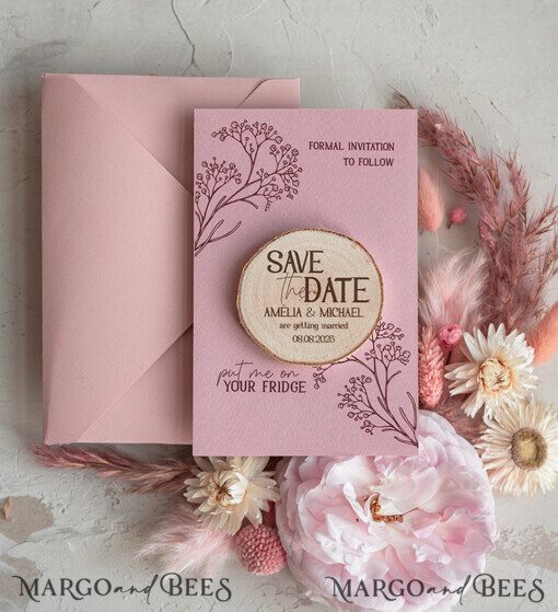 SAVE THE DATES rustikale Boho-Magnete Sage Green Rustikale Save The Date Magnet & Karte Moderne Handwerkskunst Save Our Date Holzmagneten Boho Save The Date Karten Holzscheibenmagneten florale Karte