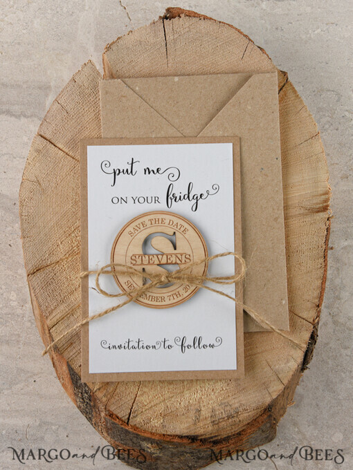 SAVE THE DATES rustic boho magnets Save the date customized set, Rustic Heart magnet