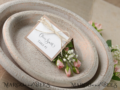 PLACE CARDS / TABLE CARDS rustic and lace Elegant Eco White Wedding Place Cards with Natural Twine, White Wedding Name Tags, Rustic Wedding Stationery, Editable Text, Rustic Wedding Escort Cards,