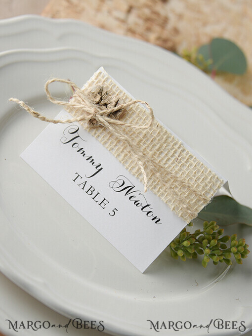 PLACE CARDS / TABLE CARDS rustikal und Spitze Acryl-Einladungen, rustikal