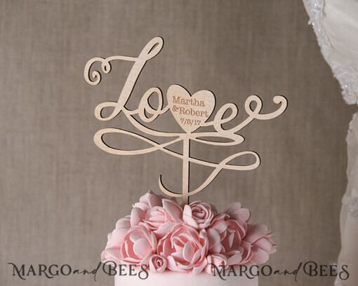 CAKE TOPPER wood wedding cake topper, wooden cake topper