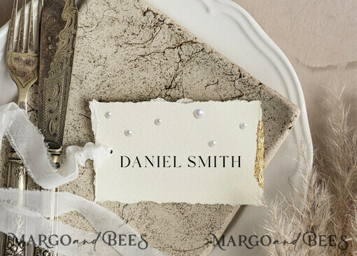 PLACE CARDS / TABLE CARDS Luxury Premium Glitter/ Gold/ Silver/ Rose Gold Luxury Handmade Wedding Place Card with Gold Foil & Pearls, Small Table Cards with delicate ribbon, Tent Cards, Escort Cards, Name Cards, Personalized wedding decor, Editable Text