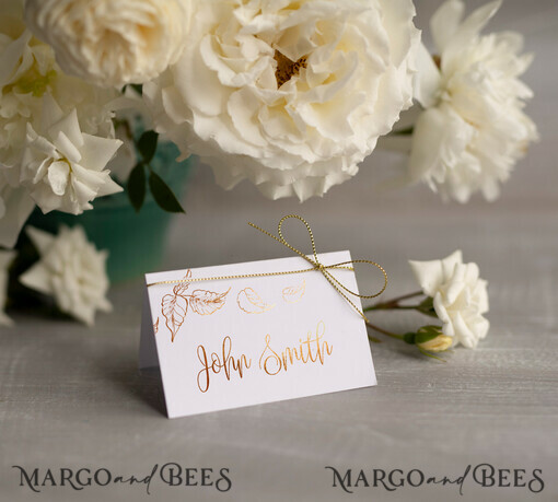 PLACE CARDS / TABLE CARDS Luxury Premium Glitter/ Gold/ Silver/ Rose Gold Elegant Gold Foil Wedding Place Cards, White Wedding Escort Card with Gold Twine ,Romantic Place Cards, Table Name Cards, Modern Wedding Decoration
