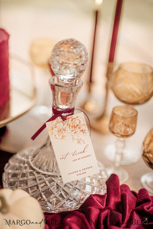 DRINKS LABELS glitter Wedding stationery elegant drink label glam gold