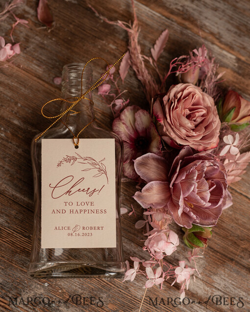 DRINKS LABELS Glitzer Rosa elegantes Kater-Flaschen-Set
