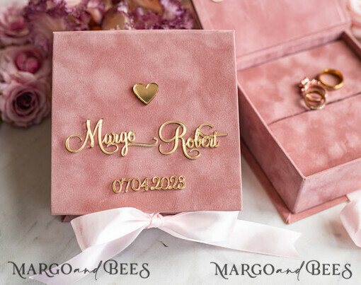 RING BEARER BOXES & PILLOWS Velvet ring box for wedding ceremony Personalised wedding box his and hers, Handmade wedding ring pillow • Glitter Ring Bearer Pillow • Boho Glam Ring Bearer