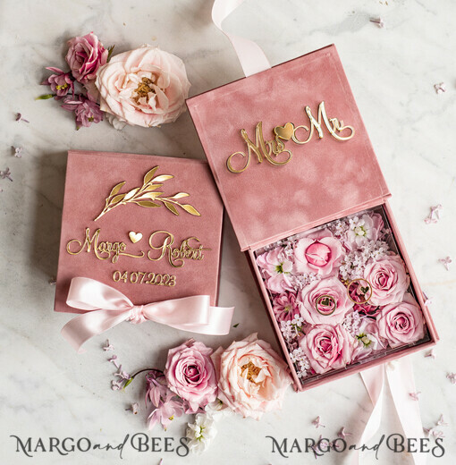 RING BEARER BOXES & PILLOWS Velvet ring box for wedding ceremony Ring Box for Wedding Ceremony 3 rings, Blush Pink Golden velvet Wedding Ring Box for ceremony ceremony velvet, Glamour Wedding Ring Boxes his hers, Luxury Velvet Ring box double Custom Colors