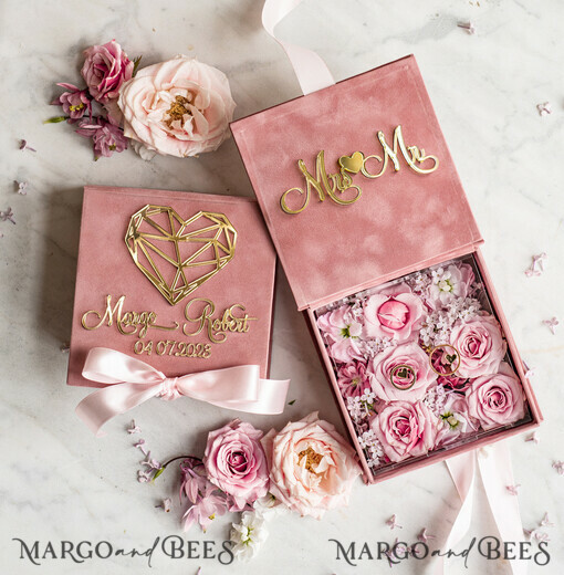 RING BEARER BOXES & PILLOWS Velvet ring box for wedding ceremony Wedding Ring Pillow • Presonalised Ring Bearer Pillow • Custom Wedding Ring Bearer Elegant Custom velvet Wedding Ring Box, Luxury Engraved Box For Rings Or Bands Personalised, velvet Ring Box With Flowers And Gold Inscription