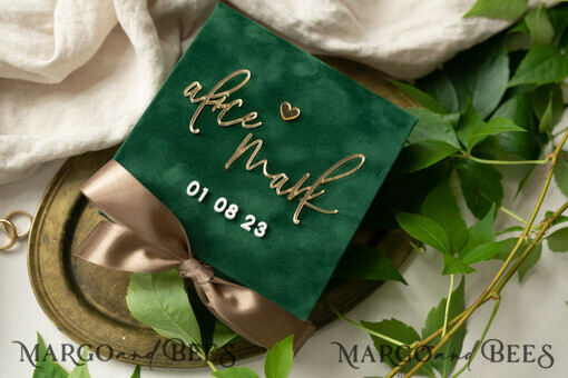 RING BEARER BOXES & PILLOWS Samtkästchen für den Trauungszeremonie Grüne goldene Samt-Ehering-Box für die Zeremonie, Ringbox für die Hochzeitszeremonie 3 Ringe Samt, Boho Glam Hochzeitsringboxen für ihn und sie, Luxuriöse Samt-Ringbox doppelt, individuelle Farben.