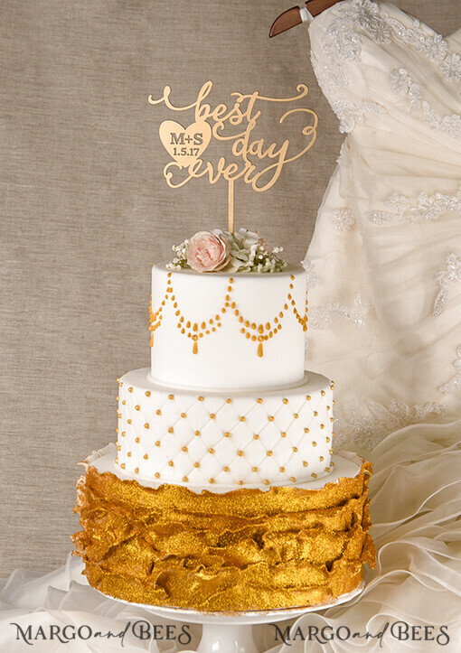 CAKE TOPPER gold cake topper, golden cake topper