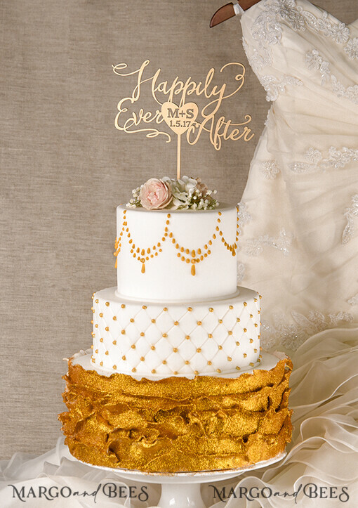 CAKE TOPPER gold cake topper, elegant cake topper