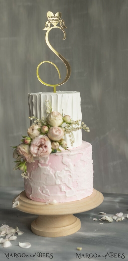CAKE TOPPER gold wedding cake topper, gold cake topper