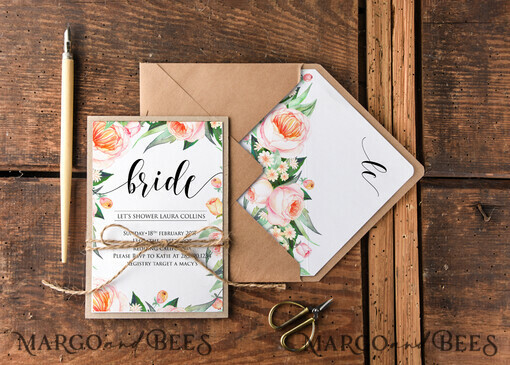 BRIDAL SHOWER INVITATIONS watercolor elegant