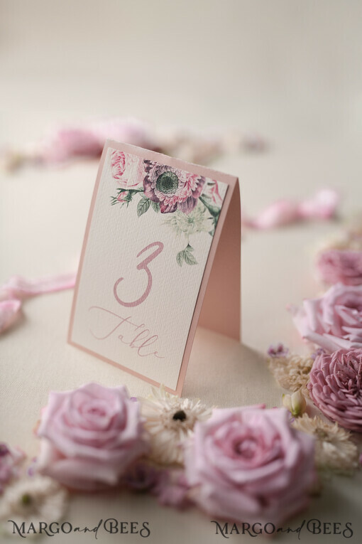 TABLE DECOR SIGNS watercolor Blush Pink Floral Wedding Table Cards, Calligraphy Table Numbers, Wedding Signage, Romantic Wedding Table Numbers, Editable Text, Rose Table Decor Wedding Signs