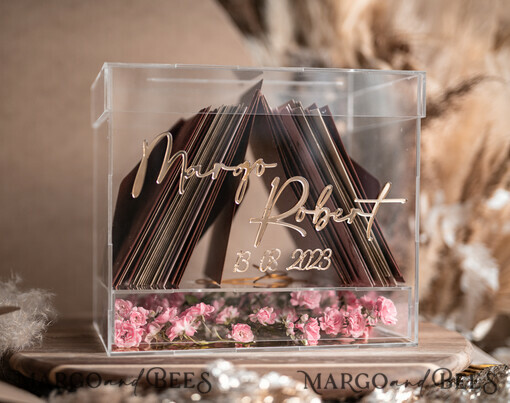 CARD BOXES acrylic Cards box Modern Clear wedding wishing well acrylic money gift card box with shelf for flowers, Personalized Wedding Card Box, Acrylic Card Box, Wedding Card Box with Lid, Wedding Money Box, Wedding Card Box