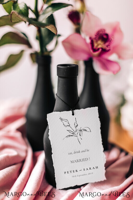 DRINKS LABELS Romantic Modern calligraphy wedding drink label
