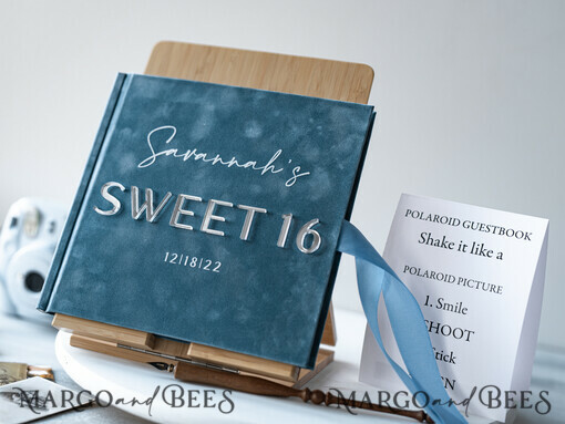 WEDDING GUEST BOOKS Instax Instant Photo Book Sweet 16 Guest Book Personalised, Velvet Instant Photo Book Boho Elegant Instax Sweet 16 Photo Guestbook