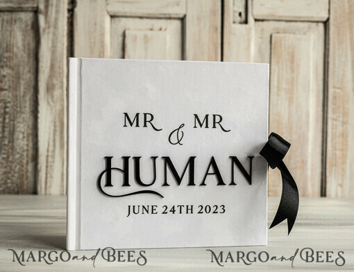 WEDDING GUEST BOOKS Instax Instant Photo Book White Velvet and Black Acrylic Wedding Guest Book Personalised, Velvet White Instant Photo Book Boho Elegant Instax Wedding Photo Guestbook, BWs