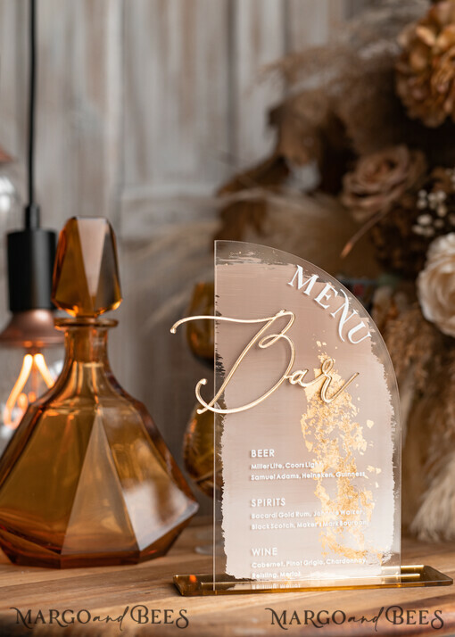 TABLE DECOR SIGNS Acrylic table decor Numbers Acrylic Half Arch Ombre Beige Bar Menu, Clear Acrylic and gold Bar Menu, Nude Taupe Gold Plexi Drink Bar Menu, Tan Luxury Drink Bar Table Decor, Earthy Wedding
