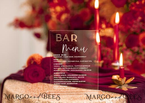 TABLE DECOR SIGNS Acrylic table decor Numbers Transparent Acrylic Bar Menu, Clear Acrylic And Gold Sign, Unique Gold Plexi Sign, Luxury Handmade Wedding Table Decor, Wedding Signage Golden Mirror Cards Sign