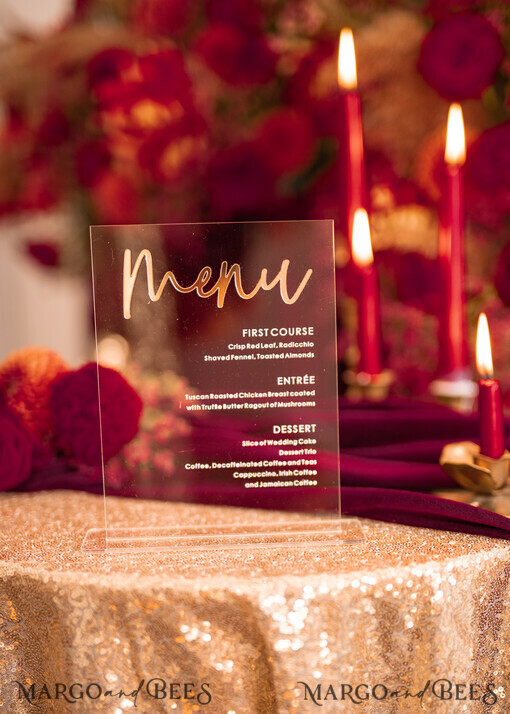 TABLE DECOR SIGNS Acrylic table decor Numbers Transparent Acrylic Modern Table Menu, Clear Acrylic And Gold Sign, Gold Plexi Table Numbers, Luxury Wedding Table Decor, Wedding Signage Golden Mirror Menu