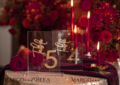 TABLE DECOR SIGNS Acrylic table decor Numbers Transparent Acrylic Table Numbers, Clear Acrylic And Gold Sign, Gold Plexi Table Numbers, Luxury Wedding Table Decor, Wedding Signage Golden Mirror Table Numbers