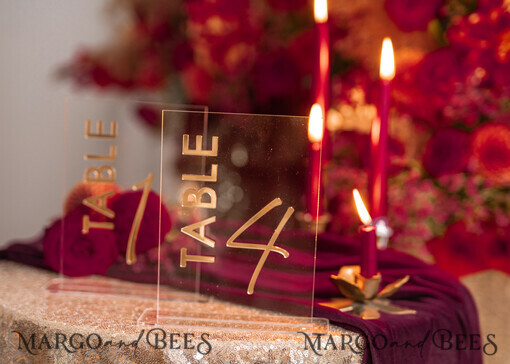 TABLE DECOR SIGNS Acrylic table decor Numbers Transparent Acrylic Table Numbers, Clear Acrylic And Gold Sign, Gold Plexi Table Numbers, Luxury Wedding Table Decor, Wedding Signage Golden Mirror Table Number