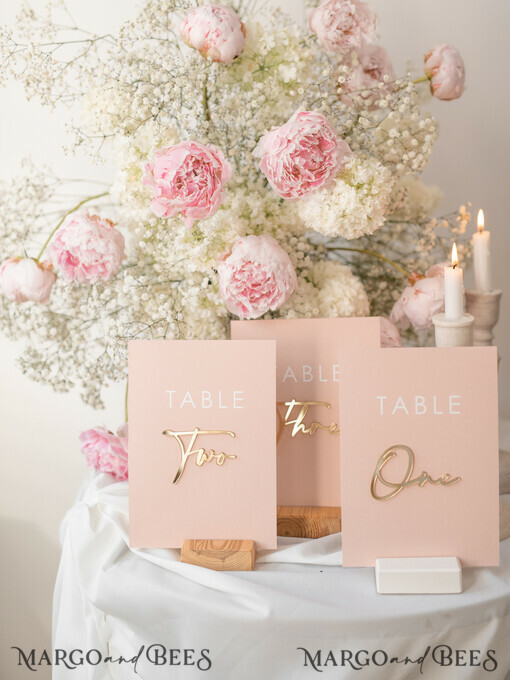 TABLE DECOR SIGNS Acrylic table decor Numbers Wedding table numbers, Pink and Gold Table numbers,  Acrylic table numbers, Set of Table Numbers, Centerpieces Luxury Decorations, Wedding Table Numbers BpPXSet