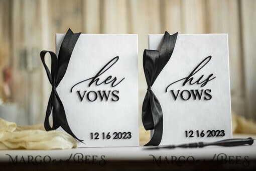 WEDDING VOWS Acrylic Clear Gold Elegant Classic Bride and groom vow books, Black White wedding vow books set of two, Velvet personalized vow booklets, Golden Mirror his and her vow books, Acrylic His Hers Gold custom wedding vow cases, bridal shower gift