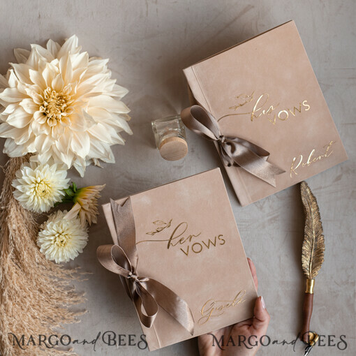 WEDDING VOWS Acrylklar Gold Braut- und Bräutigam-Eheversprechenbücher, Set mit zwei Hochzeitsversprechenbüchern, personalisierte Eheversprechenhefte, seine und ihre Eheversprechenbücher, maßgeschneiderte Hochzeitsversprechenhüllen, Geschenk zur Junggesellenabschied.