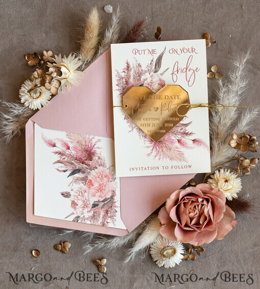 SAVE THE DATES acrylic gold magnets Personalised Blush Pink Save the Date Acrylic  Heart Magnet and Card, Gold Blush Pink Heart Wedding Save The Dates Acrylic Magnets, Save The Date Cards with heart magnet
