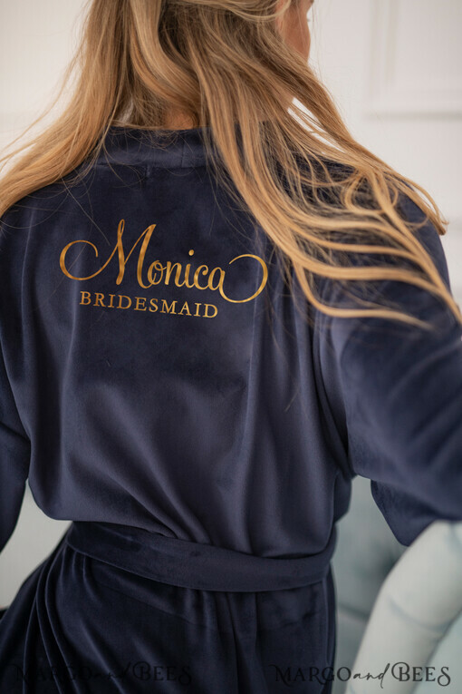 BRIDESMAID/BEST MAN BOX WEDDING ROBE  Navy wedding robe for bride with your foil inscription. Gift for Maid of Honor; Will you be my bridesmaid gift