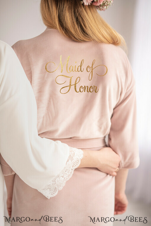BRIDESMAID/BEST MAN BOX WEDDING ROBE  Gift for Maid of Honor; Will you be my bridesmaid gift. wedding soft robe velvet, Blush romantic wedding robe
