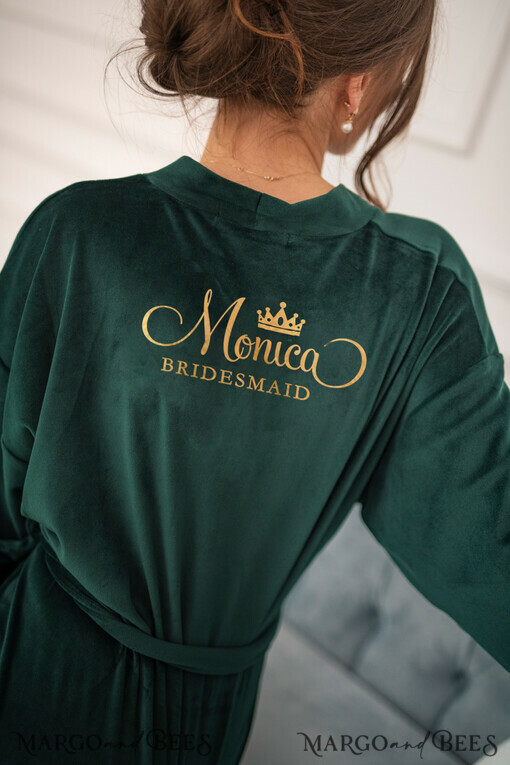 BRIDESMAID/BEST MAN BOX WEDDING ROBE  Emerald green wedding robe with gold foil inscription. Gift for Maid of Honor; Will you be my bridesmaid gift