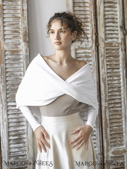 BRIDE bolero, robes, garter HOCHZEITSBOLERO & SCHULTERDECKEN Hochzeitsbolero mit langen Ärmeln, Hochzeits-Puffärmel-Schulterumhang, Braut-Hochzeitsüberwurf, Hochzeitskleid-Topper, Braut-Capelet