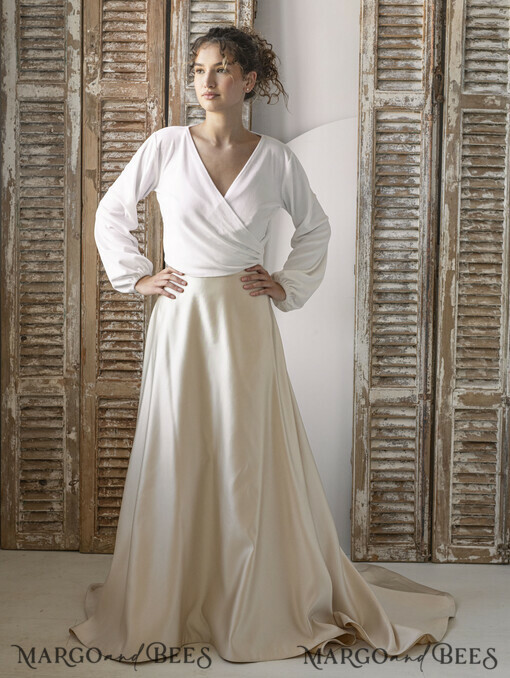 BRIDE bolero, robes, garter HOCHZEITSBOLERO & SCHULTERDECKEN Hochzeitsbolero mit langen Ärmeln, Hochzeits-Puffärmel-Überwurf, Braut Hochzeits-Überwurf, Hochzeitskleid-Oberteil, Braut-Capelet